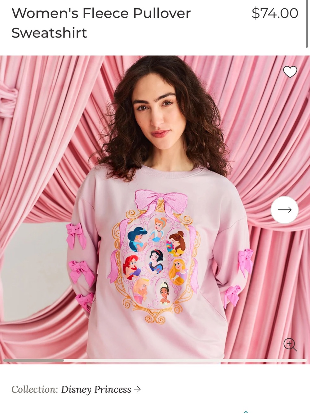 Disney women's ' Pink Disney Princess Fleece Pullover posh peanut